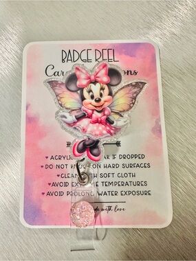 Minnie Pink Fairy Badge Reel